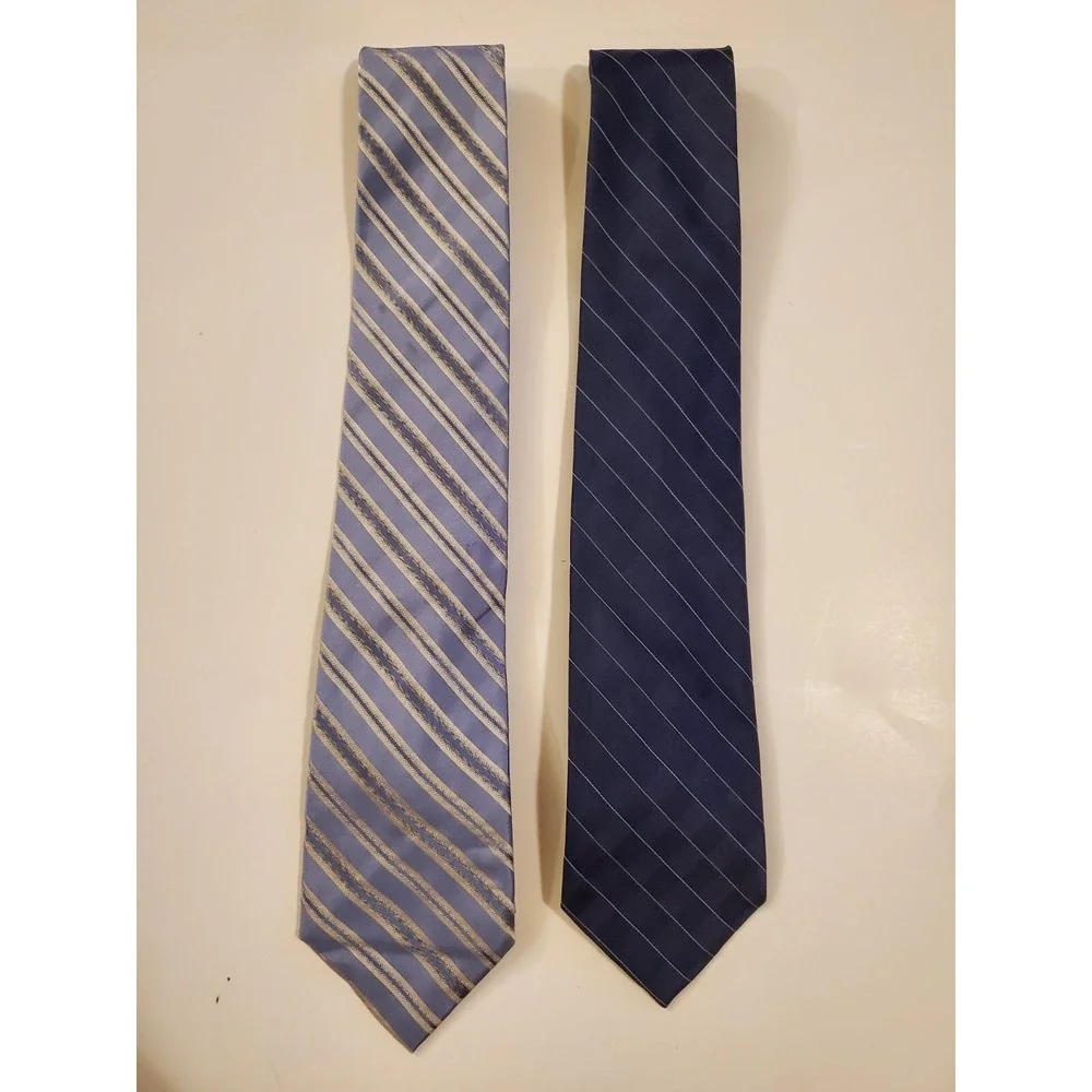 Blue Striped Calvin Klen Tie‎ Bundle Of 2